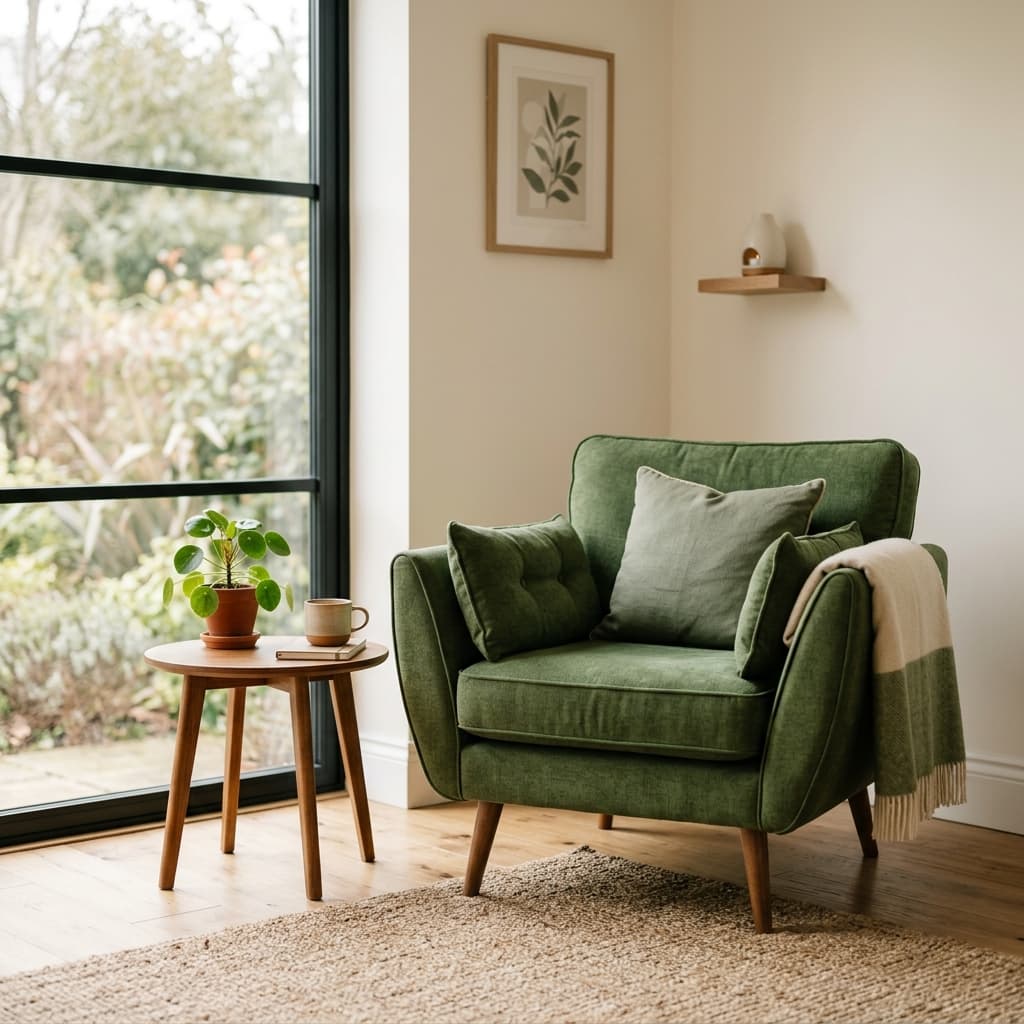 Serene green therapy armchair
